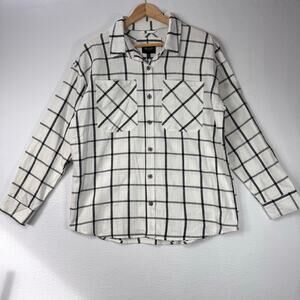 STOOSH Women Plaid Linen Blend Shirt Button Up Long Sleeve Cottagecore Small NWT